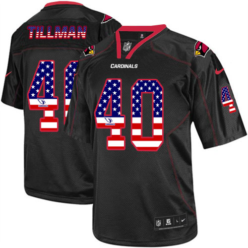 Men's Nike Arizona Cardinals #40 Pat Tillman Elite Black USA Flag Fashion NFL Jersey