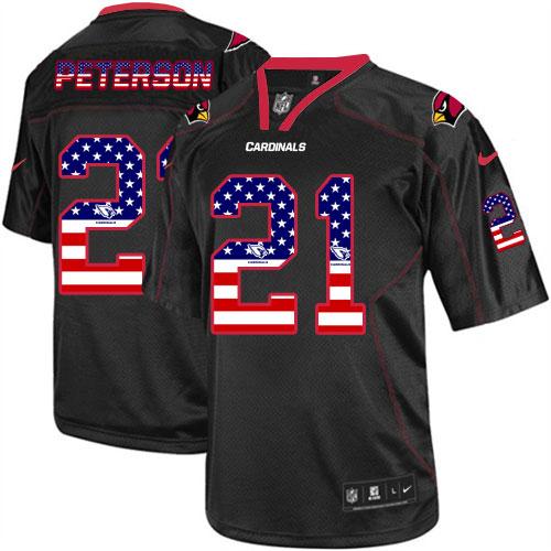 Men's Nike Arizona Cardinals #21 Patrick Peterson Elite Black USA Flag Fashion NFL Jersey