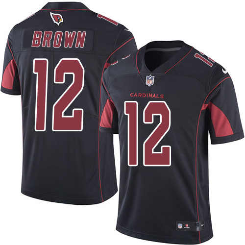 Men's Nike Arizona Cardinals #12 John Brown Elite Black Rush Vapor Untouchable NFL Jersey
