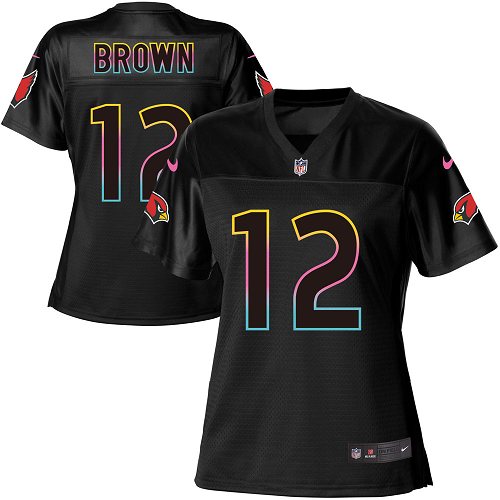 Women's Nike Arizona Cardinals #12 John Brown Game Black Fashion NFL Jersey
