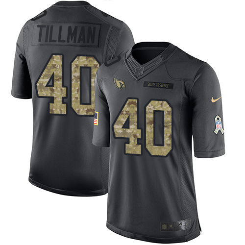 Men's Nike Arizona Cardinals #40 Pat Tillman Limited Black 2016 Salute to Service NFL Jersey