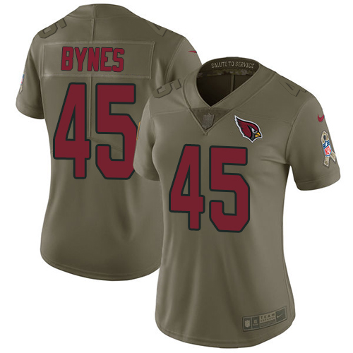 Women's Nike Arizona Cardinals #45 Josh Bynes Limited Olive 2017 Salute to Service NFL Jersey