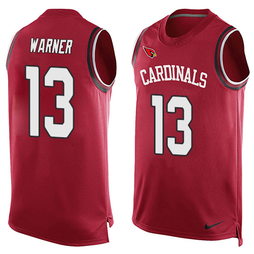 Men's Nike Arizona Cardinals #13 Kurt Warner Limited Red Player Name & Number Tank Top NFL Jersey