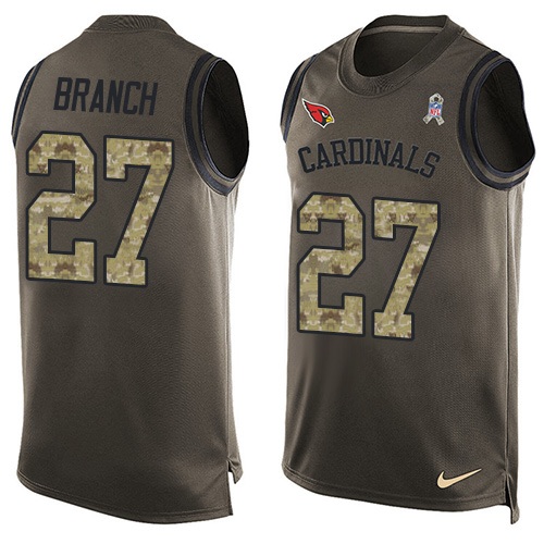 Men's Nike Arizona Cardinals #27 Tyvon Branch Limited Green Salute to Service Tank Top NFL Jersey