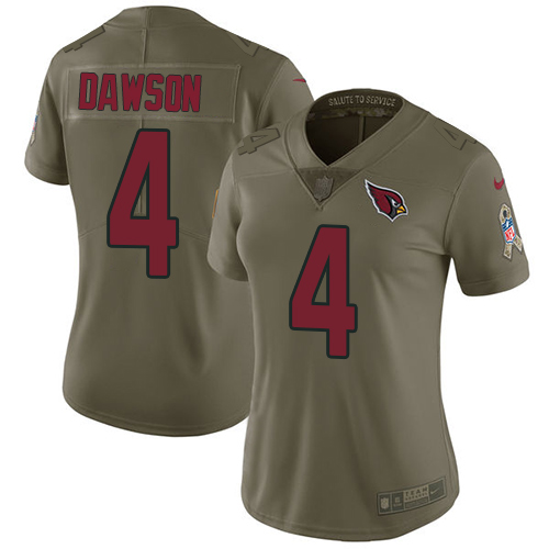 Women's Nike Arizona Cardinals #4 Phil Dawson Limited Olive 2017 Salute to Service NFL Jersey