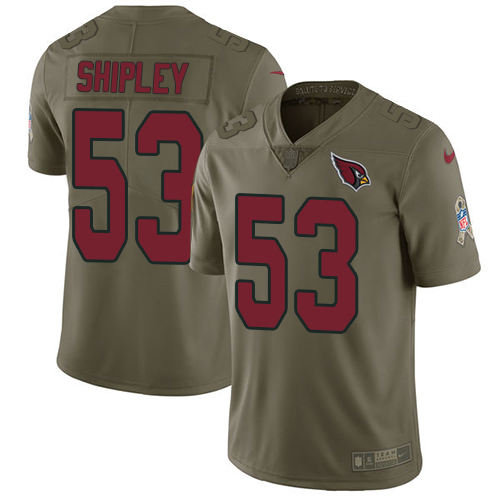 Men's Nike Arizona Cardinals #53 A.Q. Shipley Limited Olive 2017 Salute to Service NFL Jersey