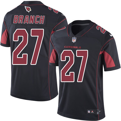 Men's Nike Arizona Cardinals #27 Tyvon Branch Elite Black Rush Vapor Untouchable NFL Jersey