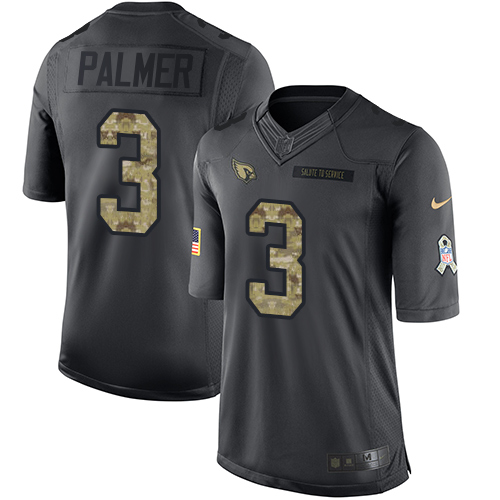 Men's Nike Arizona Cardinals #3 Carson Palmer Limited Black 2016 Salute to Service NFL Jersey