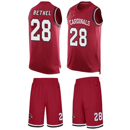 Men's Nike Arizona Cardinals #28 Justin Bethel Limited Red Tank Top Suit NFL Jersey