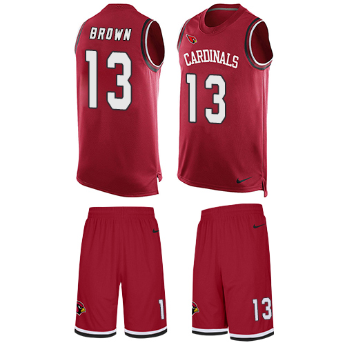 Men's Nike Arizona Cardinals #13 Jaron Brown Limited Red Tank Top Suit NFL Jersey