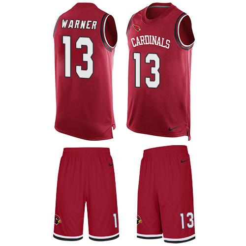 Men's Nike Arizona Cardinals #13 Kurt Warner Limited Red Tank Top Suit NFL Jersey
