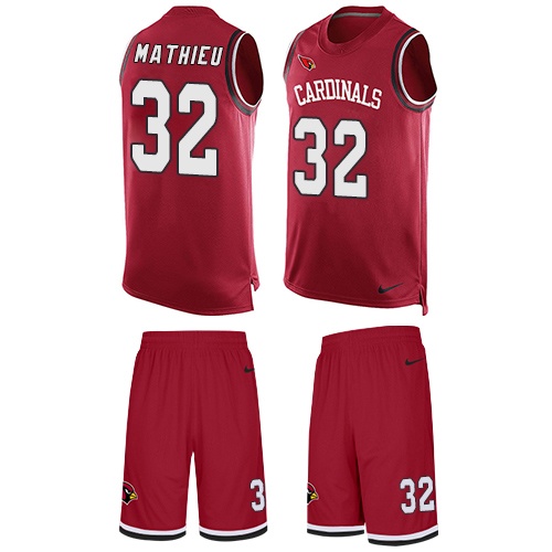 Men's Nike Arizona Cardinals #32 Tyrann Mathieu Limited Red Tank Top Suit NFL Jersey