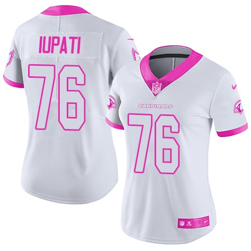 Women's Nike Arizona Cardinals #76 Mike Iupati Limited White/Pink Rush Fashion NFL Jersey