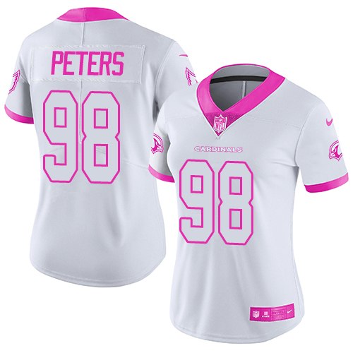 Women's Nike Arizona Cardinals #98 Corey Peters Limited White/Pink Rush Fashion NFL Jersey