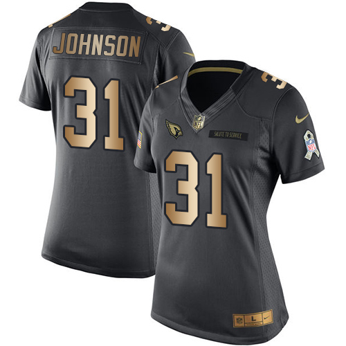 Women's Nike Arizona Cardinals #31 David Johnson Limited Black/Gold Salute to Service NFL Jersey