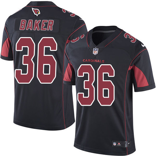 Men's Nike Arizona Cardinals #36 Budda Baker Limited Black Rush Vapor Untouchable NFL Jersey