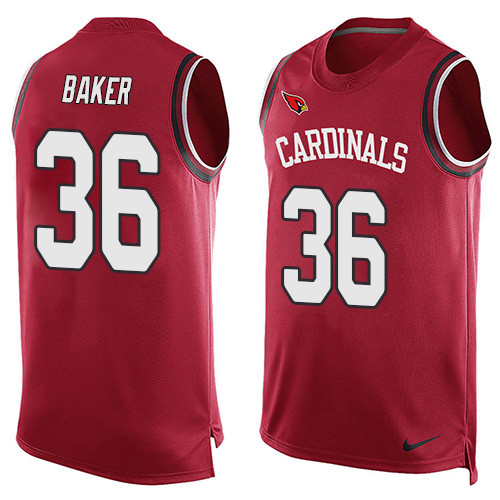 Men's Nike Arizona Cardinals #36 Budda Baker Limited Red Player Name & Number Tank Top NFL Jersey