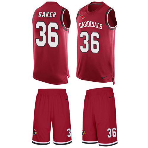 Men's Nike Arizona Cardinals #36 Budda Baker Limited Red Tank Top Suit NFL Jersey