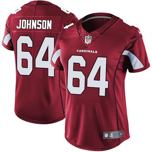 Women's Nike Arizona Cardinals #64 Dorian Johnson Red Team Color Vapor Untouchable Elite Player NFL Jersey