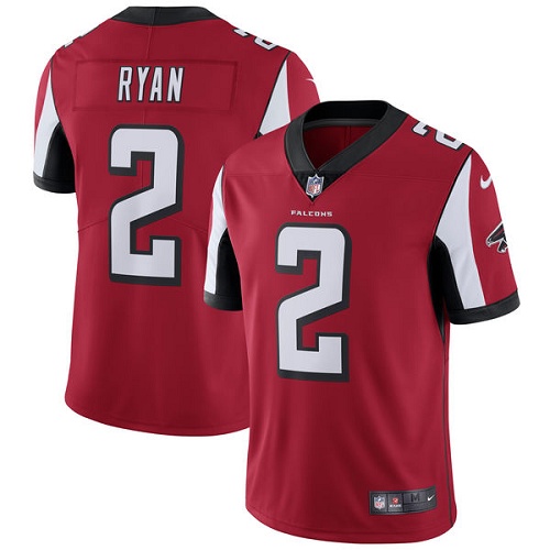Men's Nike Atlanta Falcons #2 Matt Ryan Red Team Color Vapor Untouchable Limited Player NFL Jersey