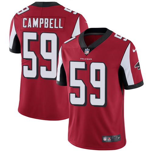 Men's Nike Atlanta Falcons #59 De'Vondre Campbell Red Team Color Vapor Untouchable Limited Player NFL Jersey
