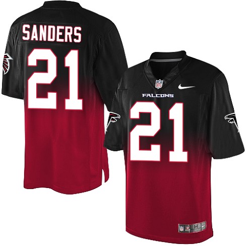Men's Nike Atlanta Falcons #21 Deion Sanders Elite Black/Red Fadeaway NFL Jersey