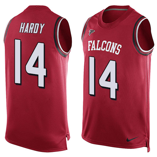 Men's Nike Atlanta Falcons #14 Justin Hardy Limited Red Player Name & Number Tank Top NFL Jersey