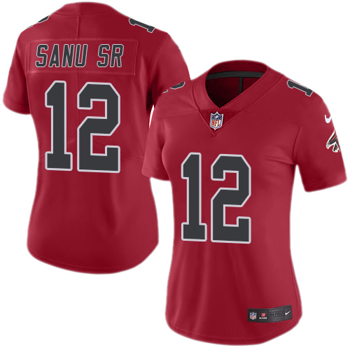 Women's Nike Atlanta Falcons #12 Mohamed Sanu Limited Red Rush Vapor Untouchable NFL Jersey