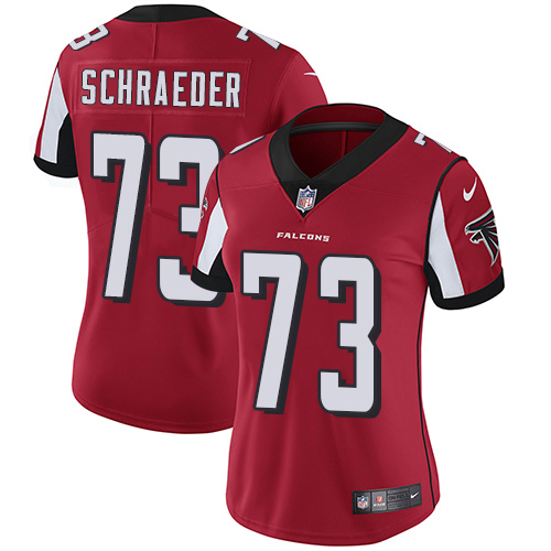Women's Nike Atlanta Falcons #73 Ryan Schraeder Red Team Color Vapor Untouchable Elite Player NFL Jersey