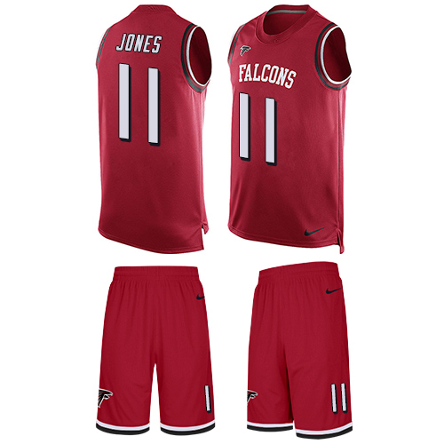 Men's Nike Atlanta Falcons #11 Julio Jones Limited Red Tank Top Suit NFL Jersey