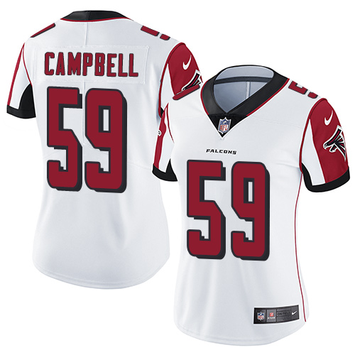 Women's Nike Atlanta Falcons #59 De'Vondre Campbell White Vapor Untouchable Elite Player NFL Jersey