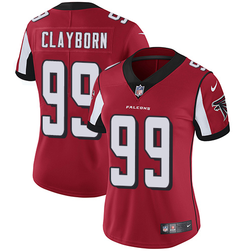 Women's Nike Atlanta Falcons #99 Adrian Clayborn Red Team Color Vapor Untouchable Limited Player NFL Jersey