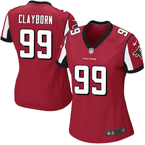 Women's Nike Atlanta Falcons #99 Adrian Clayborn Game Red Team Color NFL Jersey