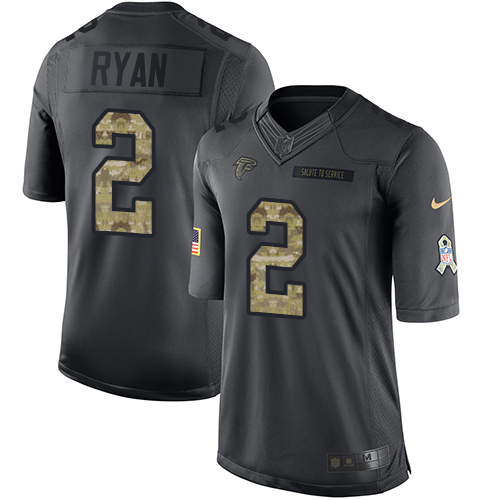 Men's Nike Atlanta Falcons #2 Matt Ryan Limited Black 2016 Salute to Service NFL Jersey