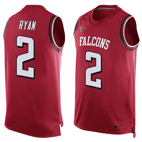 Men's Nike Atlanta Falcons #2 Matt Ryan Limited Red Player Name & Number Tank Top NFL Jersey