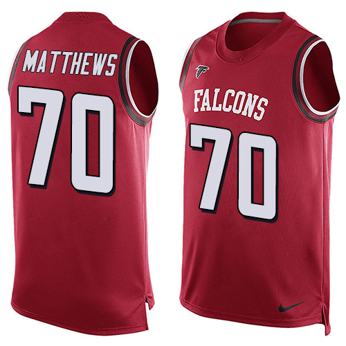Men's Nike Atlanta Falcons #70 Jake Matthews Limited Red Player Name & Number Tank Top NFL Jersey