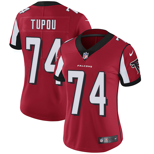Women's Nike Atlanta Falcons #74 Tani Tupou Red Team Color Vapor Untouchable Elite Player NFL Jersey