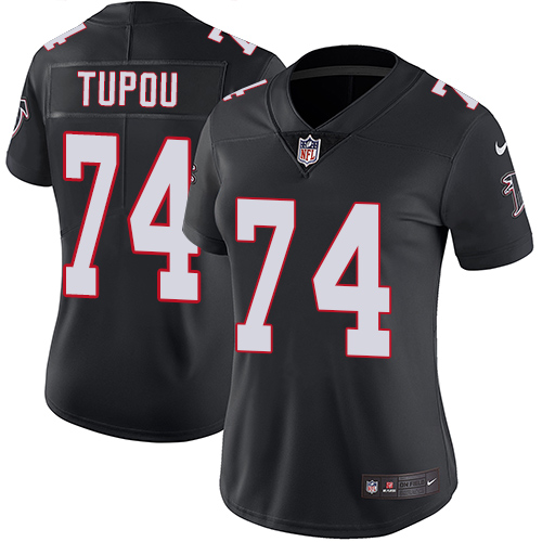 Women's Nike Atlanta Falcons #74 Tani Tupou Black Alternate Vapor Untouchable Limited Player NFL Jersey