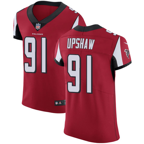 Men's Nike Atlanta Falcons #91 Courtney Upshaw Red Team Color Vapor Untouchable Elite Player NFL Jersey