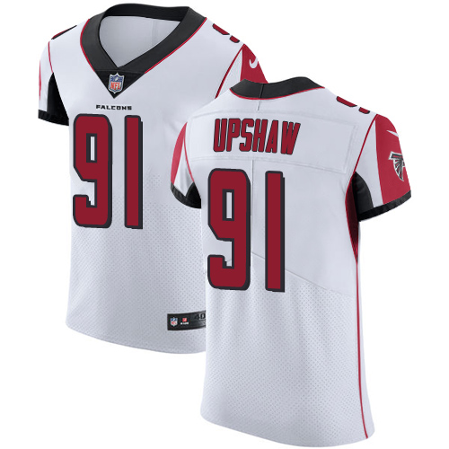 Men's Nike Atlanta Falcons #91 Courtney Upshaw White Vapor Untouchable Elite Player NFL Jersey