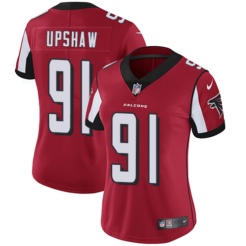 Women's Nike Atlanta Falcons #91 Courtney Upshaw Red Team Color Vapor Untouchable Limited Player NFL Jersey