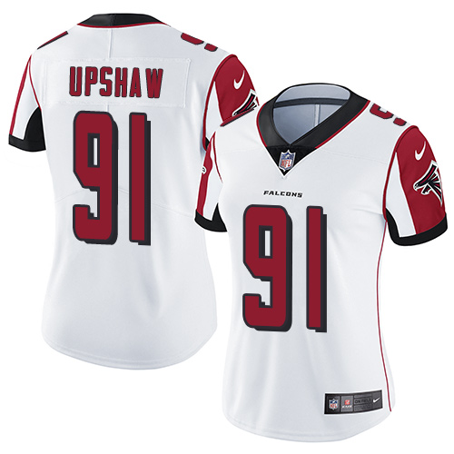 Women's Nike Atlanta Falcons #91 Courtney Upshaw White Vapor Untouchable Elite Player NFL Jersey
