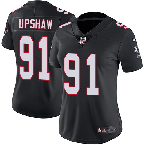 Women's Nike Atlanta Falcons #91 Courtney Upshaw Black Alternate Vapor Untouchable Elite Player NFL Jersey