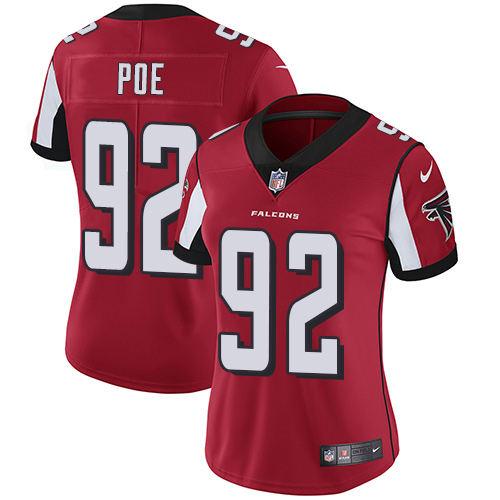 Women's Nike Atlanta Falcons #92 Dontari Poe Red Team Color Vapor Untouchable Elite Player NFL Jersey