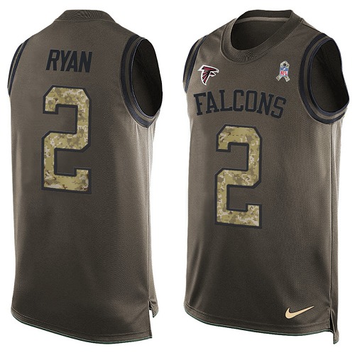Men's Nike Atlanta Falcons #2 Matt Ryan Limited Green Salute to Service Tank Top NFL Jersey