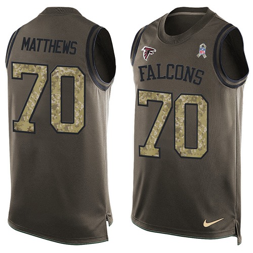 Men's Nike Atlanta Falcons #70 Jake Matthews Limited Green Salute to Service Tank Top NFL Jersey