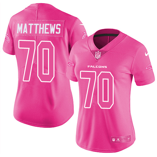 Women's Nike Atlanta Falcons #70 Jake Matthews Limited Pink Rush Fashion NFL Jersey