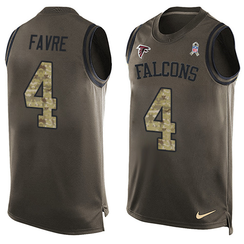 Men's Nike Atlanta Falcons #4 Brett Favre Limited Green Salute to Service Tank Top NFL Jersey
