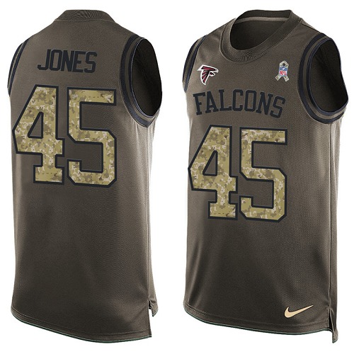 Men's Nike Atlanta Falcons #45 Deion Jones Limited Green Salute to Service Tank Top NFL Jersey
