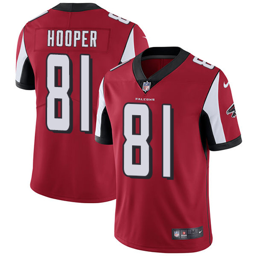 Men's Nike Atlanta Falcons #81 Austin Hooper Red Team Color Vapor Untouchable Limited Player NFL Jersey